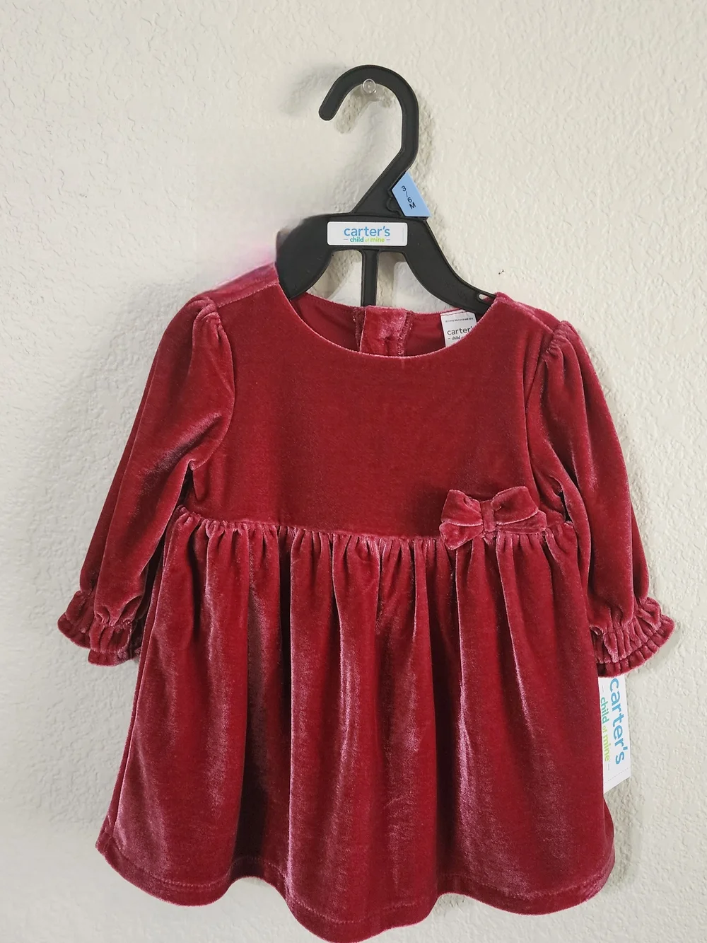 Carter's Child Of Mine 3-6 Months Burgundy Velvet Holiday Dress With Bloomer NWT
